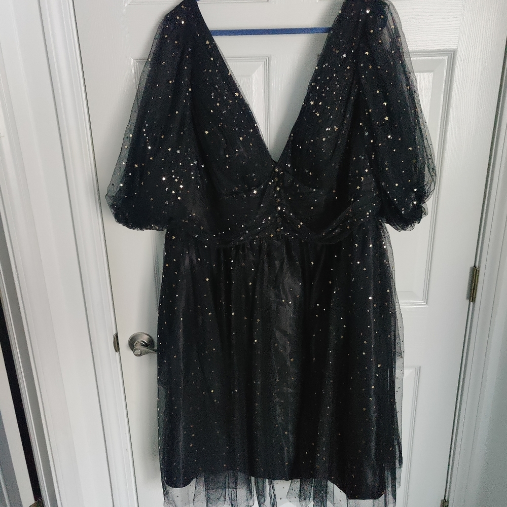 Sparkly celestial themed tea length dress